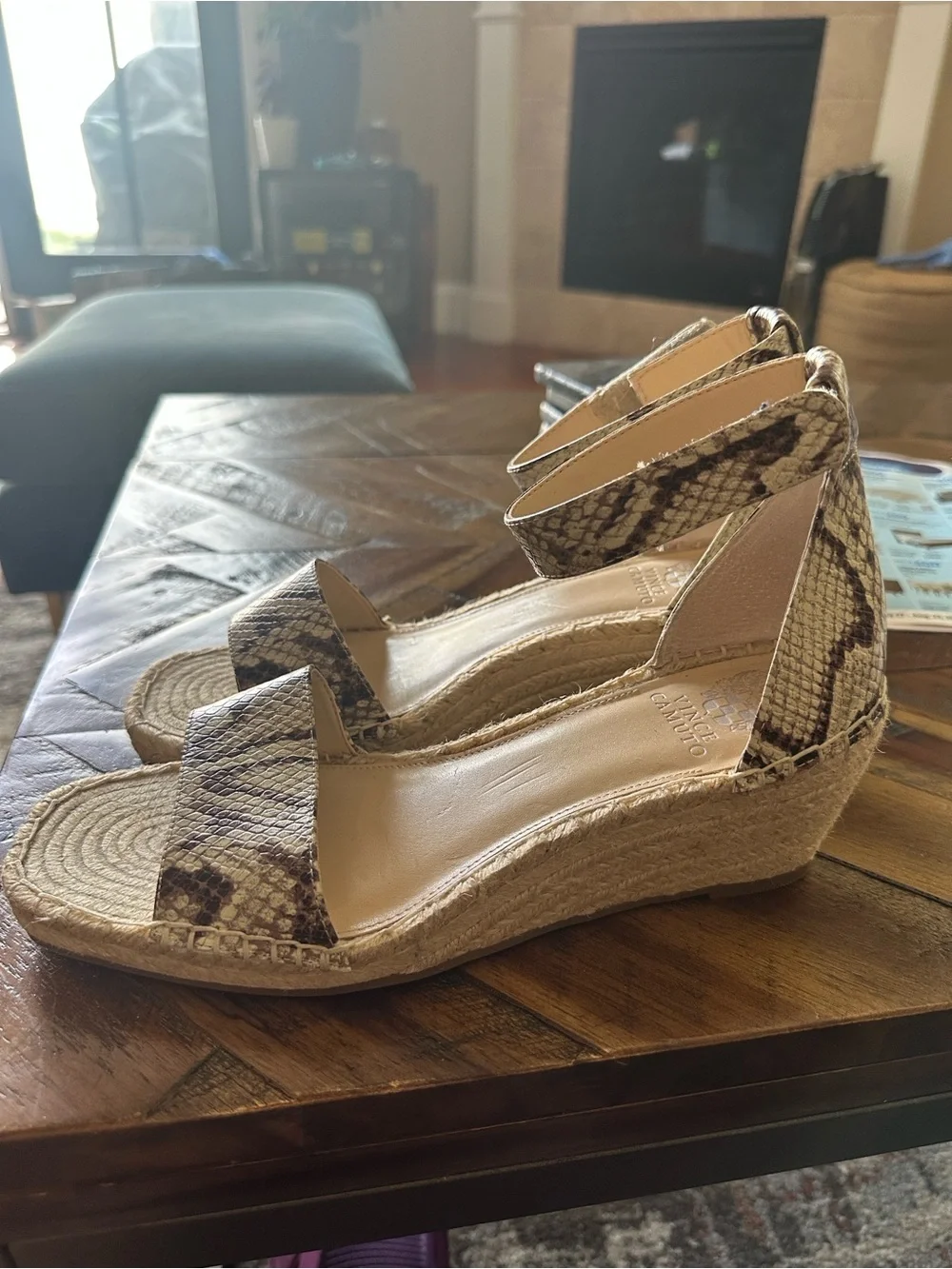 Vince Camuto Jesla Leather Espradrille Wedge Sandal 10